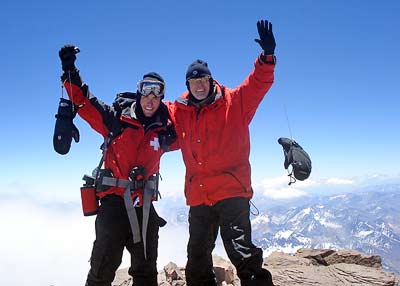 Charles Chuck and Wesley Clements on the summit of Aconcagua, 7summits.com expeditions