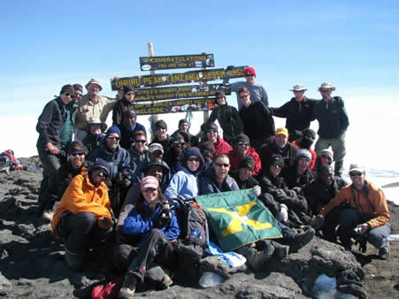 St X team on summit of Kilimanjaro, 7summits.com expeditions, 100% success!